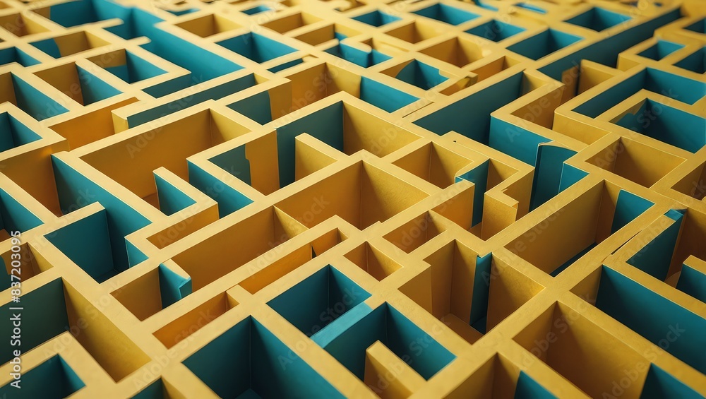 Abstract Yellow and Blue Maze Abstract Yellow and Blue Maze