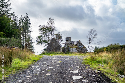 Derelict house in the forest at Letterilly by Glenties, County Donegal, Ireland