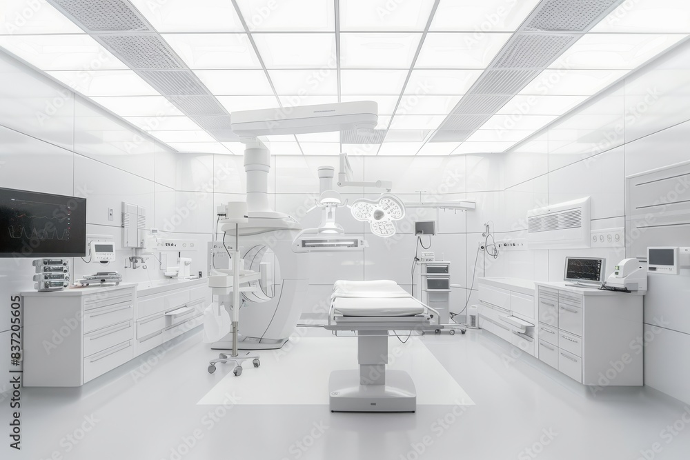 Modern operating room with white background in daylight for medical stock photos Modern operating room with white background in daylight for medical stock photos