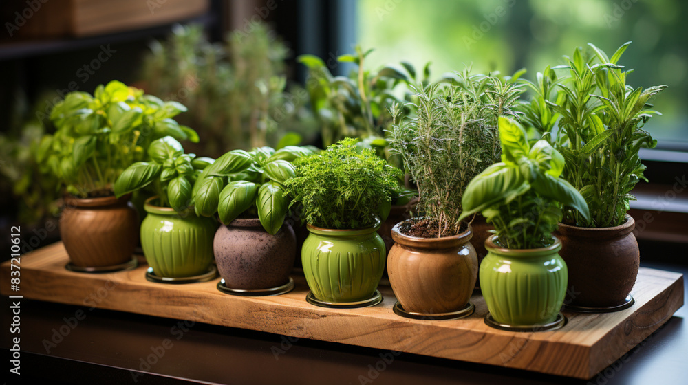 Herb Haven: Potted vegetables on a sunlit windowsill. Herb Haven: Potted vegetables on a sunlit windowsill.