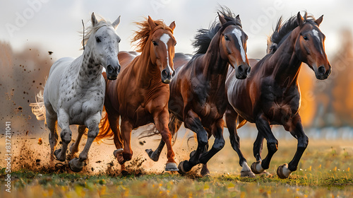 horses race isolated on white background, photo, png © King