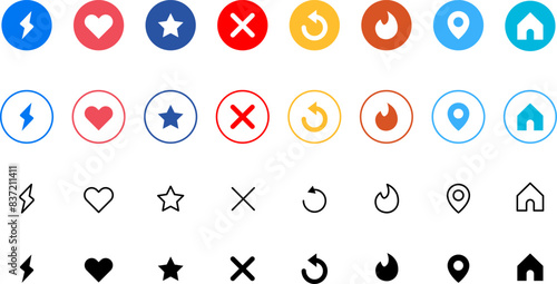 Social media generic reaction icons set. Social media dating icons. Design for web and mobile app