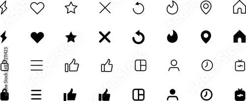 Social media generic reaction icons set. Social media dating icons. Design for web and mobile app
