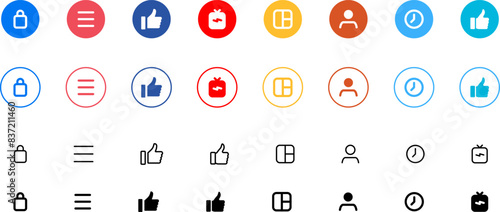 Social media generic reaction icons set. Social media dating icons. Design for web and mobile app