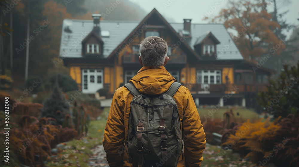 Man standing in front of house Man standing in front of house