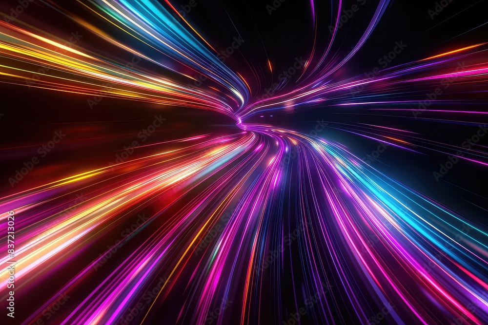 Abstract Speed light trails effect path, fast moving neon futuristic technology background, future virtual reality, motion effect, curve of neon bright, highway speed light Abstract Speed light trails effect path, fast moving neon futuristic technology background, future virtual reality, motion effect, curve of neon bright, highway speed light