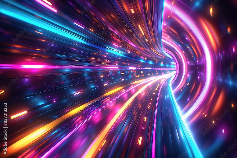 Abstract Speed light trails effect path, fast moving neon futuristic technology background, future virtual reality, motion effect, curve of neon bright, highway speed light Abstract Speed light trails effect path, fast moving neon futuristic technology background, future virtual reality, motion effect, curve of neon bright, highway speed light
