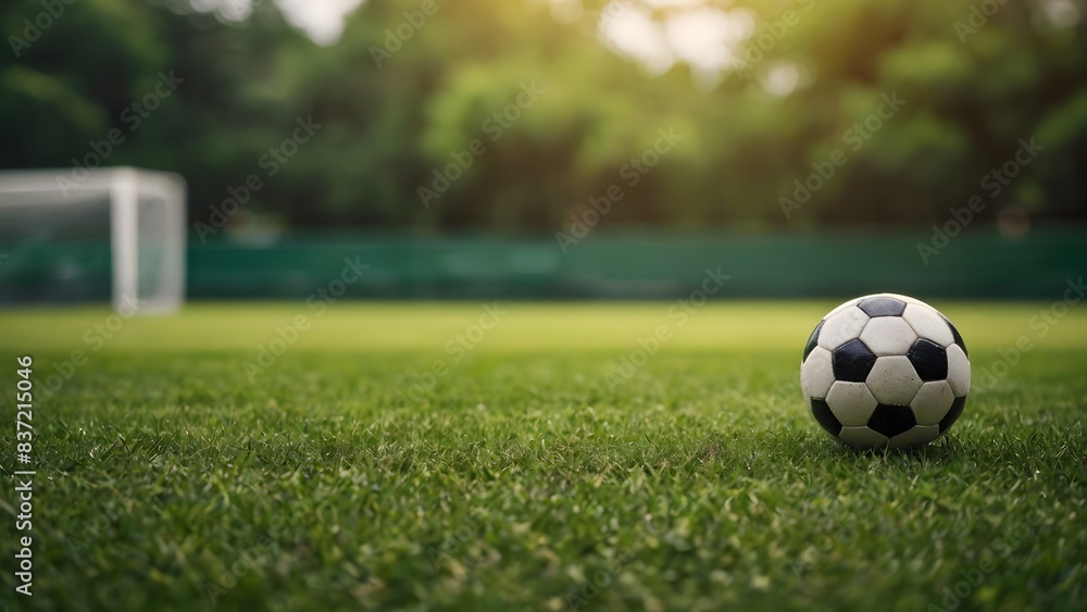 soccer ball on green grass field. sports, football background soccer ball on green grass field. sports, football background