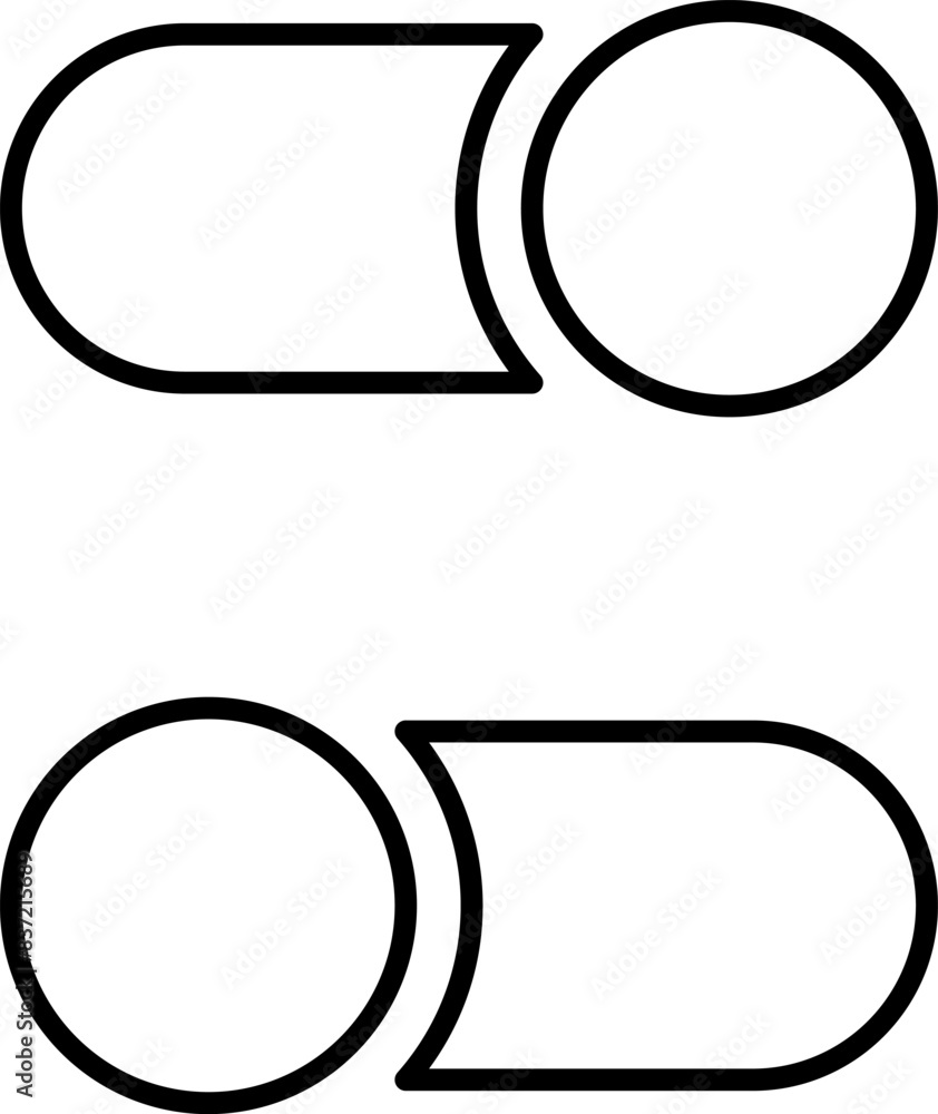 Set of toggle icons. Toggle switch line icon. Switch on and off slider. Switch Button Icon for Devices User Interface. Isolated Vector illustration. Set of toggle icons. Toggle switch line icon. Switch on and off slider. Switch Button Icon for Devices User Interface. Isolated Vector illustration.