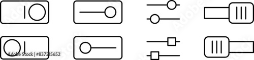 Set of toggle icons. Toggle switch line icon. Switch on and off slider. Switch Button Icon for Devices User Interface. Isolated Vector illustration.