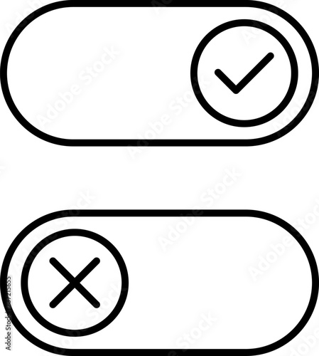 Set of toggle icons. Toggle switch line icon. Switch on and off slider. Switch Button Icon for Devices User Interface. Isolated Vector illustration.