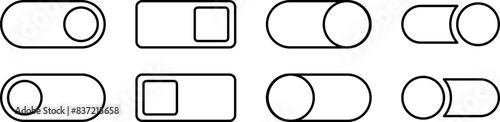 Set of toggle icons. Toggle switch line icon. Switch on and off slider. Switch Button Icon for Devices User Interface. Isolated Vector illustration.
