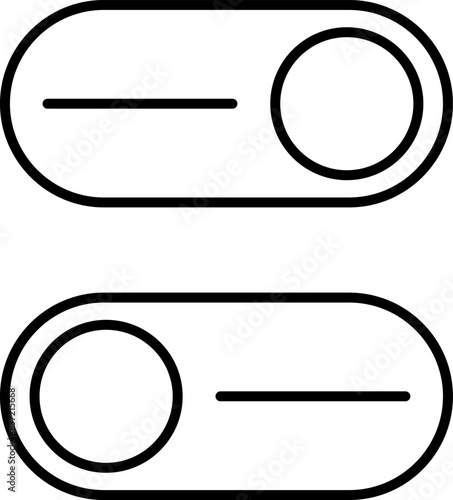 Set of toggle icons. Toggle switch line icon. Switch on and off slider. Switch Button Icon for Devices User Interface. Isolated Vector illustration.