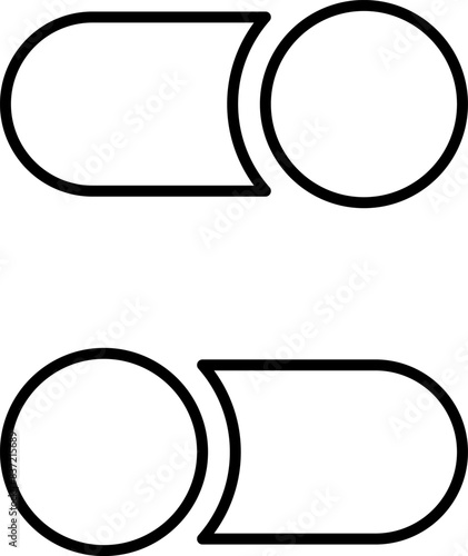 Set of toggle icons. Toggle switch line icon. Switch on and off slider. Switch Button Icon for Devices User Interface. Isolated Vector illustration.