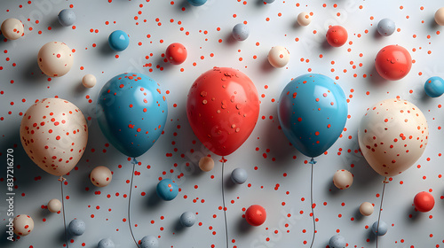 a minimalist scene featuring a balloon theme, with a clean frame and floating balloons isolated on white background, flat design, png photo