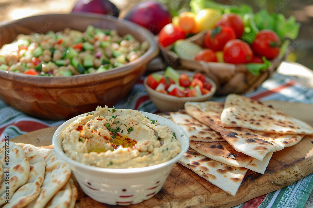 Healthy Outdoor Picnic with Hummus and Veggies Healthy Outdoor Picnic with Hummus and Veggies