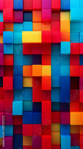 Geometric Abstract Image Pattern Background, Interlocking Squares in Primary Colors, Texture, Wallpaper, Background, Cell Phone Cover and Screen, Smartphone, Computer, Laptop, 9:16 Format - PNG