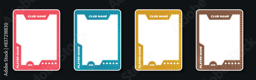 Trading card template design for sports, Picture frame for player performance, Photo frame or border collection for hockey, basketball and football player, Sports flyer design.
