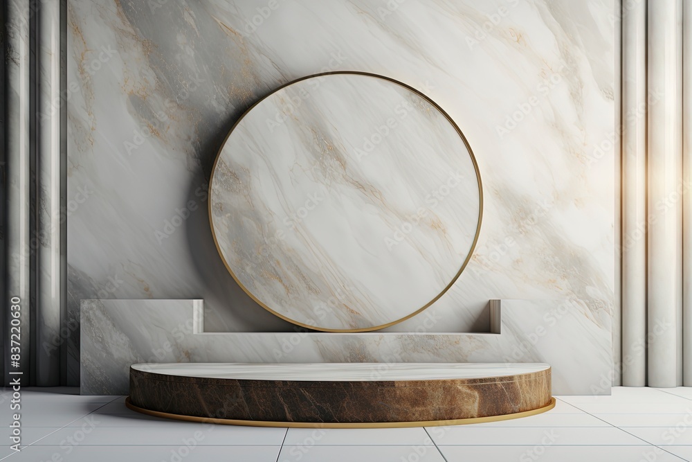 Marble stone podium for your product, minimalist theme background, generative AI Marble stone podium for your product, minimalist theme background, generative AI