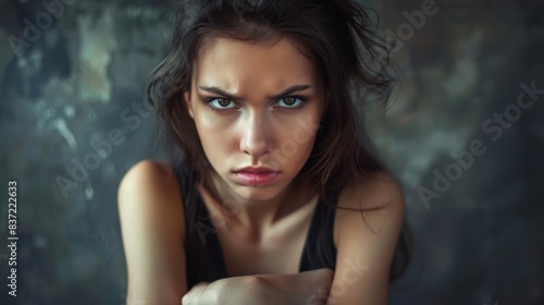 Wallpaper Mural Young female with sulky face and crossed arms showing discontent Torontodigital.ca