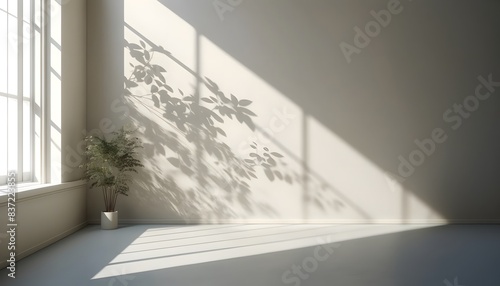Minimalist Room with Plant Shadows
