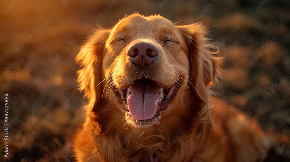 Serene Golden Retriever Basking in Sunset Serene Golden Retriever Basking in Sunset