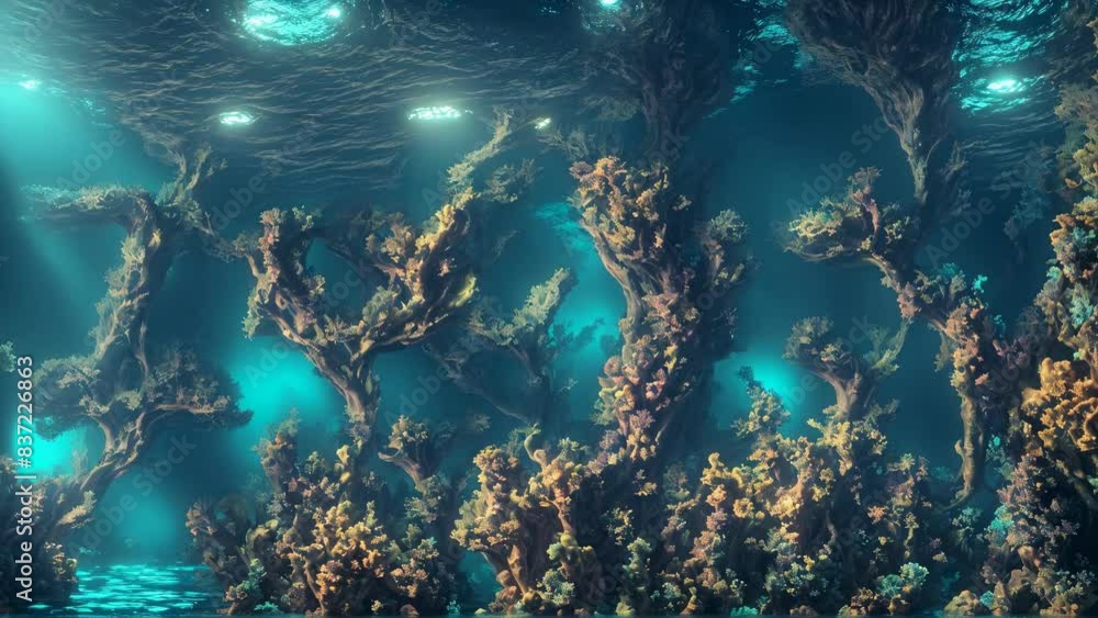 Abstract animated background, underwater world, seamless VJ loop