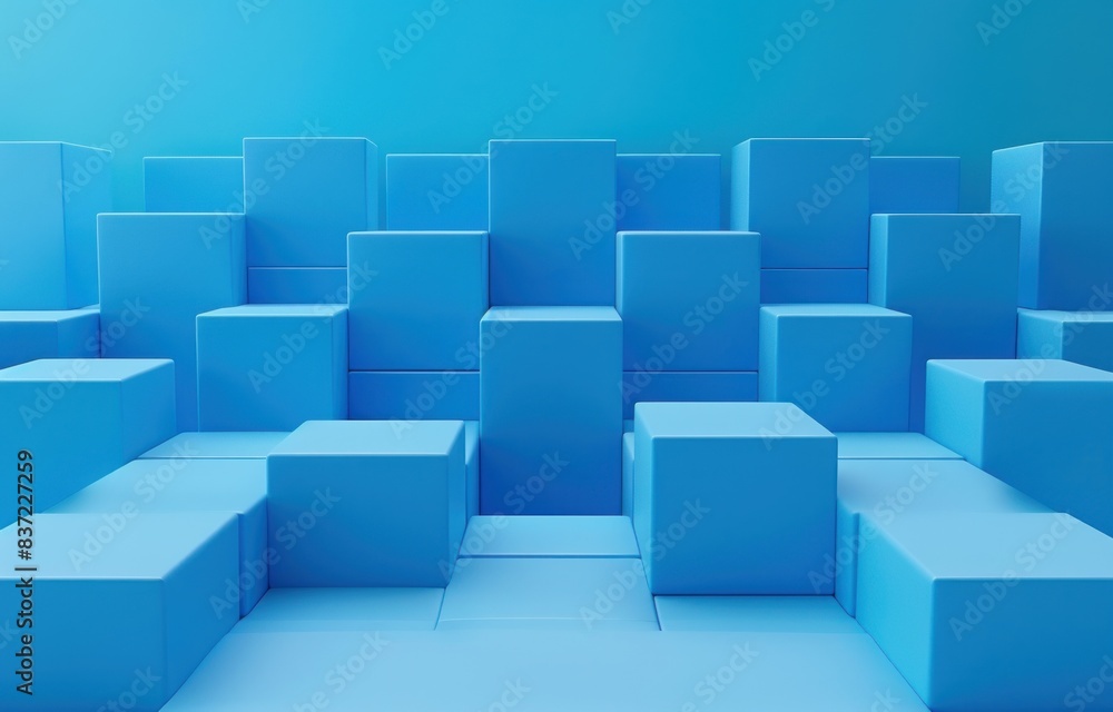 Abstract blue background with cubes and blocks, Abstract blue background with cubes and blocks,