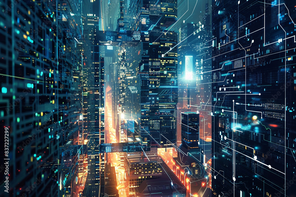 Naklejka premium A modern business hub integrated with cutting-edge