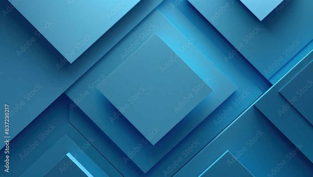 Fototapeta premium Blue geometric background with overlapping squares