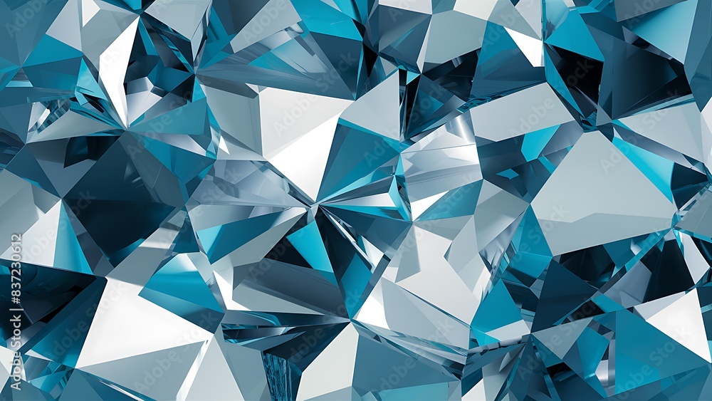 Naklejka premium High-Quality Geometric Crystal Background with Interlocking Crystalline Shapes in Blue and White