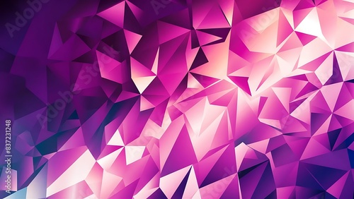 Vibrant Geometric Crystal Background with Gradient from Deep Purple to Light Pink