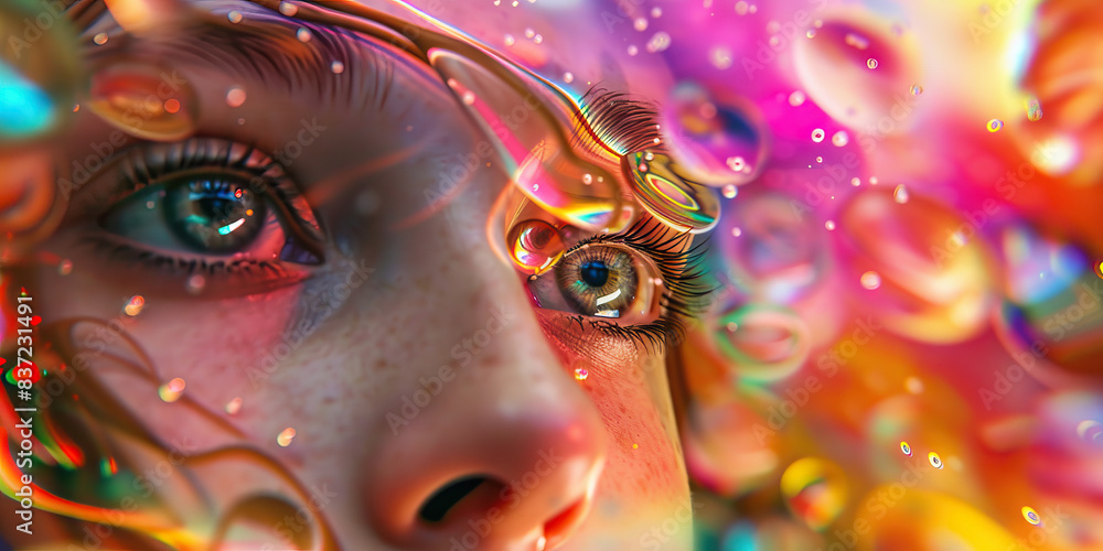 The alluring Dance of drugs. A person eyes sparkle. The alluring Dance of drugs. A person eyes sparkle.