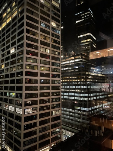 skyscrapers at night