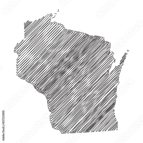 Wisconsin US state thread map line vector illustration