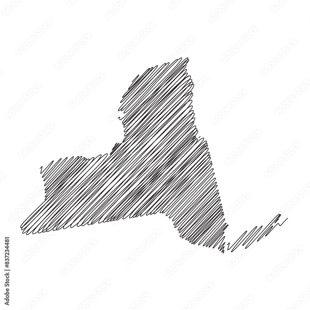 New York US state thread map line vector illustration New York US state thread map line vector illustration