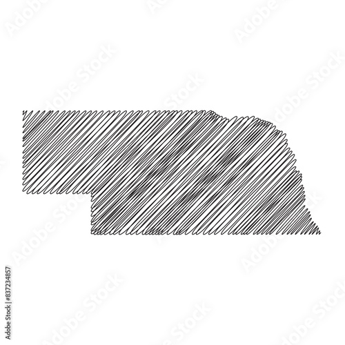 Nebraska US state thread map line vector illustration