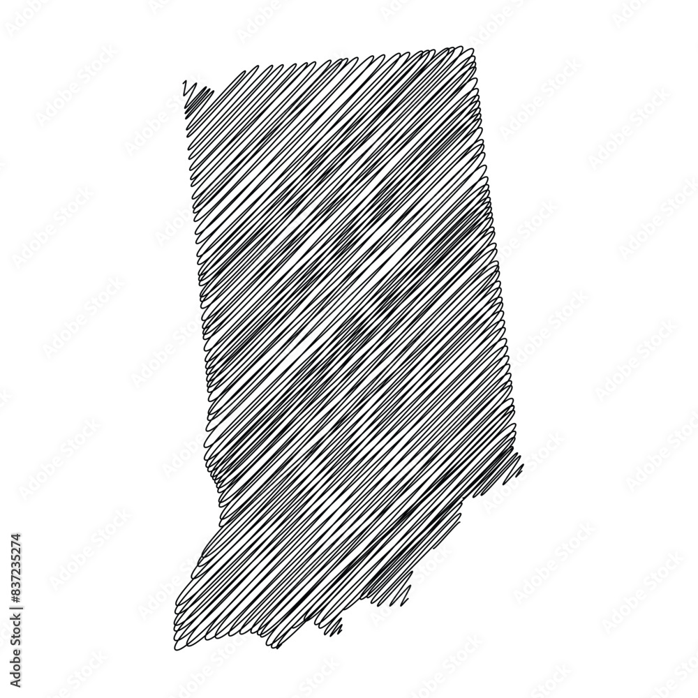Indiana US state thread map line vector illustration Indiana US state thread map line vector illustration