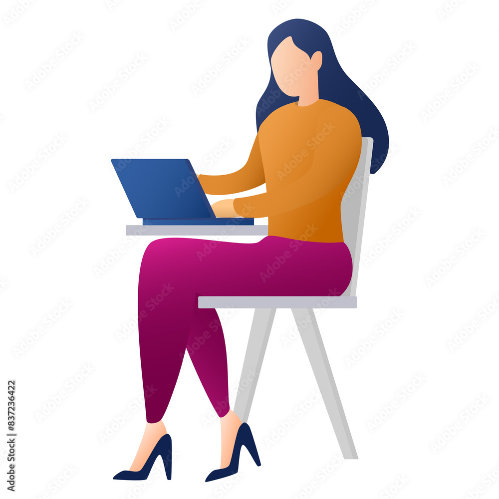 Woman sitting and working with laptop Woman sitting and working with laptop
