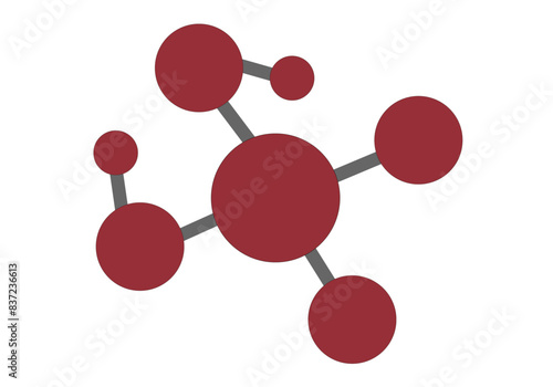 Modelo de moléculas rojas con enlace gris.