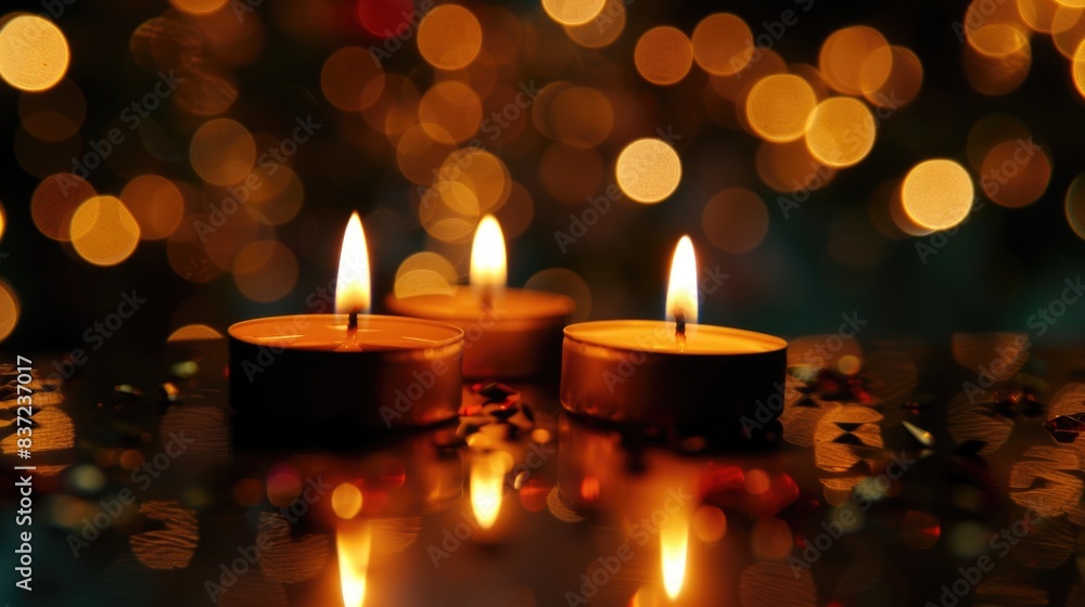 Candles, New year celebration on bokeh background Candles, New year celebration on bokeh background