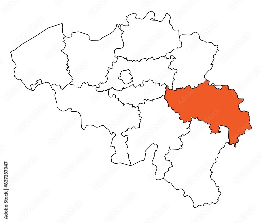 Obraz premium Outline of the map of the region of Belgium - Luik, Liege
