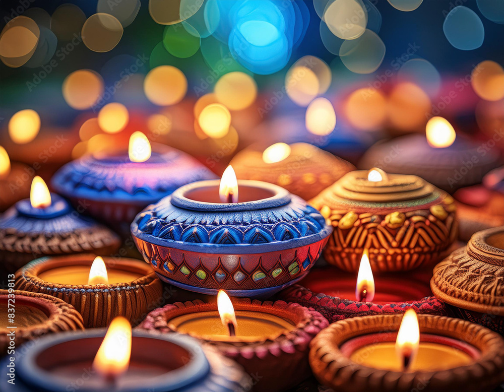 Diya Traditional Light on Festival Time. Diya ghee terracotta lights macro photography closeup Diya Traditional Light on Festival Time. Diya ghee terracotta lights macro photography closeup