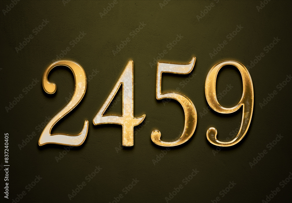 Old gold effect of 2459 number with 3D glossy style Mockup. Old gold effect of 2459 number with 3D glossy style Mockup.