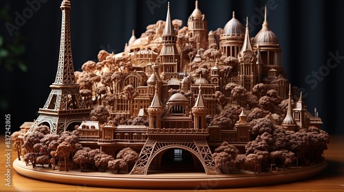 Artistic sculpted cake in the shape of a famous landmark -  photo