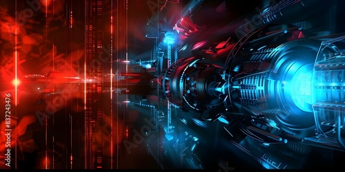 Sci-Fi Background with Space Station Ship and Shield Mechanism Elements. Concept Space Station, Sci-Fi, Shield Mechanism, Ship, Background,