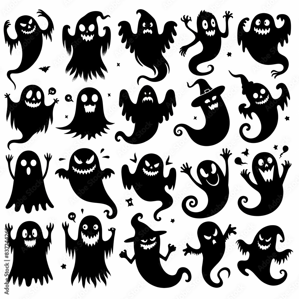 Collection of Spooky Ghost Silhouettes for Halloween Collection of Spooky Ghost Silhouettes for Halloween
