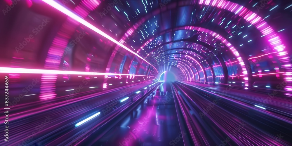 A futuristic tunnel with vibrant neon lights creating a fast-paced, sci-fi atmosphere, suggesting high speed and digital innovation. A futuristic tunnel with vibrant neon lights creating a fast-paced, sci-fi atmosphere, suggesting high speed and digital innovation.