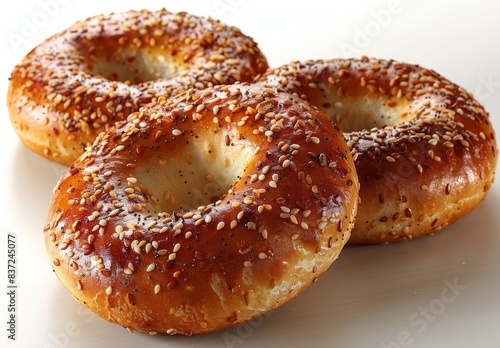 Heating up the Turkish bagel, with its golden brown crust and fresh topping of chopped sesame seeds. 