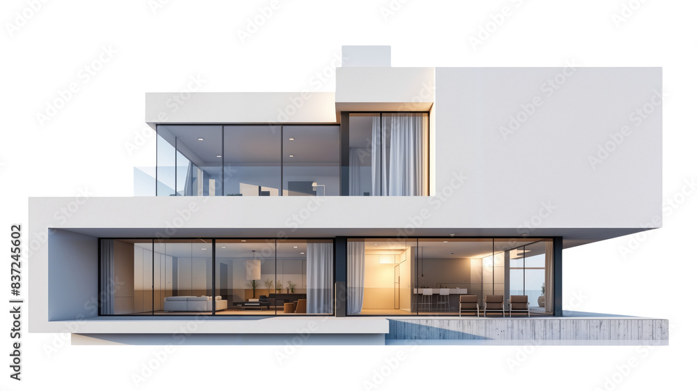Modern house with big glass windows png, isolated on white on transparent background, simple minimalist home hd Modern house with big glass windows png, isolated on white on transparent background, simple minimalist home hd